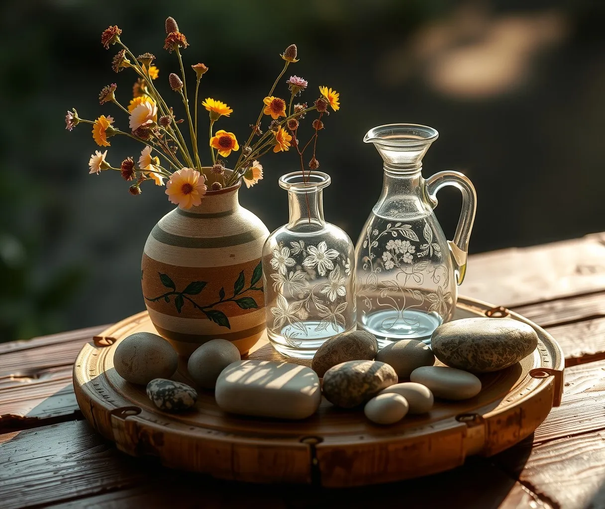 Tranquil Objects on a Wooden Table