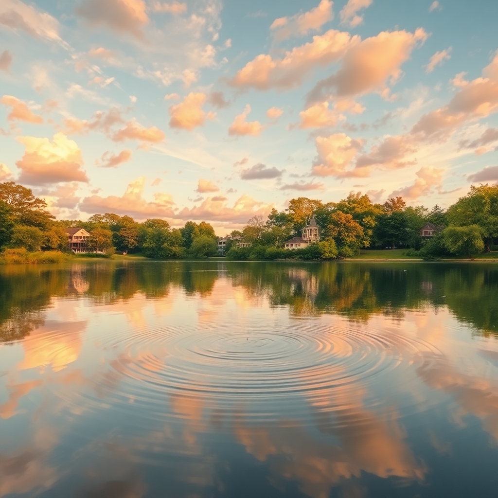 Tranquil Reflection on a Serene Lake – free AI stock image