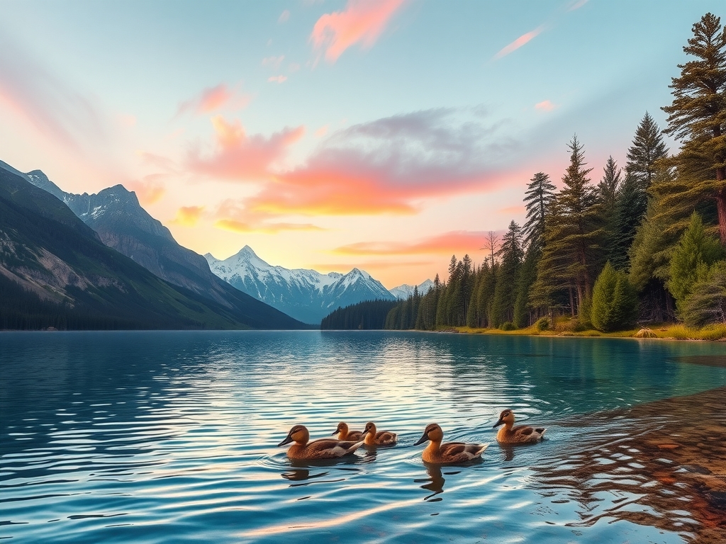 Tranquil Sunset Lake – free AI stock image