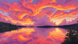 Tranquil Sunset Over the Lake Gp3 – free AI stock image