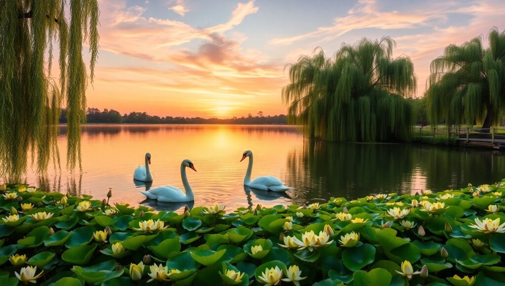 Tranquil Sunset Serenity – free AI stock image