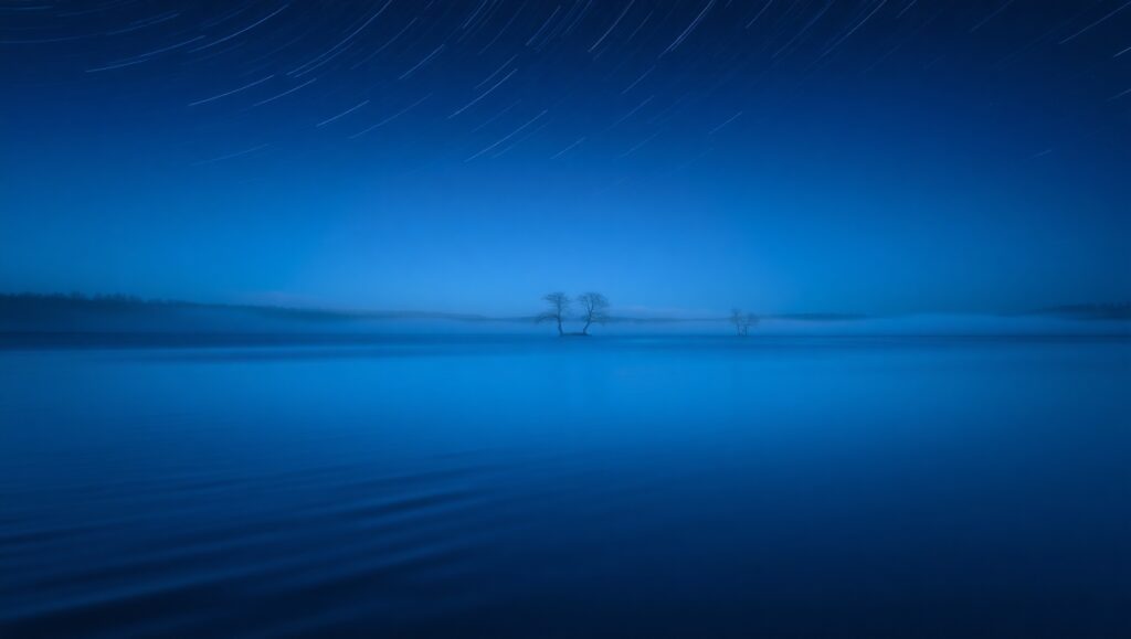 Tranquil Waters and Starry Nights – free AI stock image
