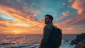 Traveler on the Edge of Infinity – free AI stock image
