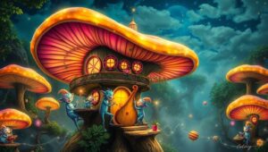 Treehouse in a Mushroom Wonderland – free AI stock image