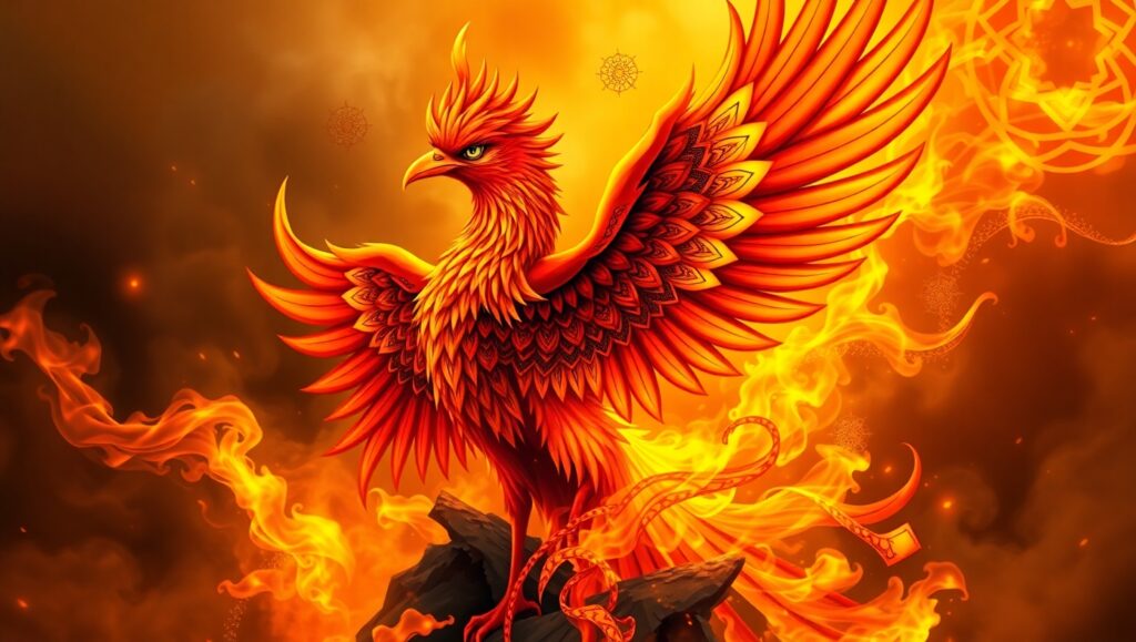 Tribal Flame Phoenix Tattoo – free AI stock image