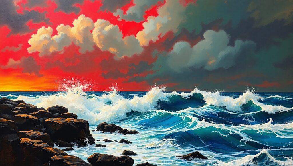 Turbulence of the Crimson – free AI stock image