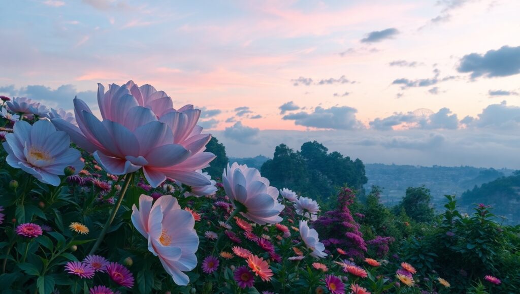 Twilight Blossoms in a Dreamy Realm – free AI stock image