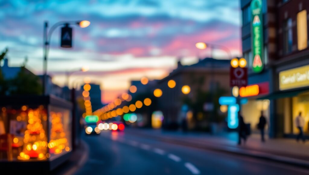 Twilight Bokeh Cityscape – free AI stock image