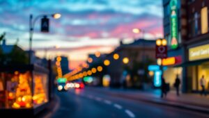 Twilight Bokeh Cityscape – free AI stock image