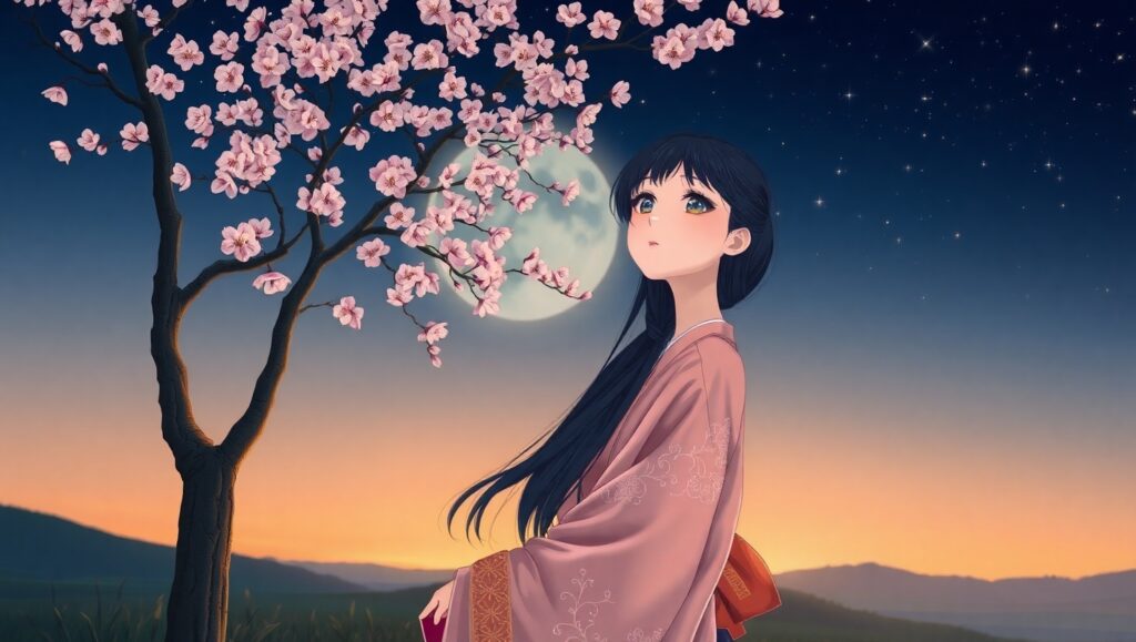 Twilight Cherry Blossom Dream – free AI stock image