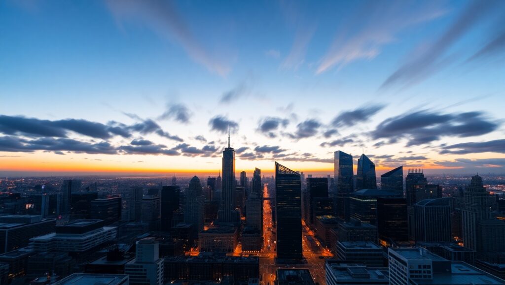Twilight Cityscape in Long Exposure – free AI stock image