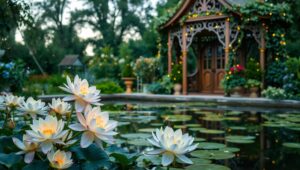 Twilight Elegance in the Garden – free AI stock image