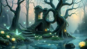 Twilight Enchantment in a Mystic Forest – free AI stock image