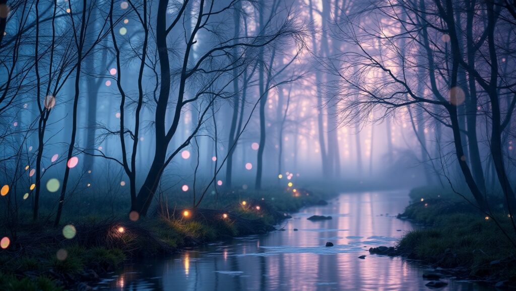 Twilight Forest Bokeh Dreamscape – free AI stock image