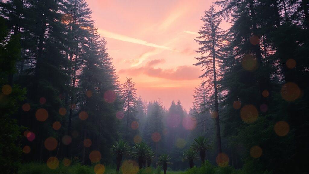 Twilight Forest Bokeh Magic – free AI stock image