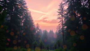 Twilight Forest Bokeh Magic – free AI stock image