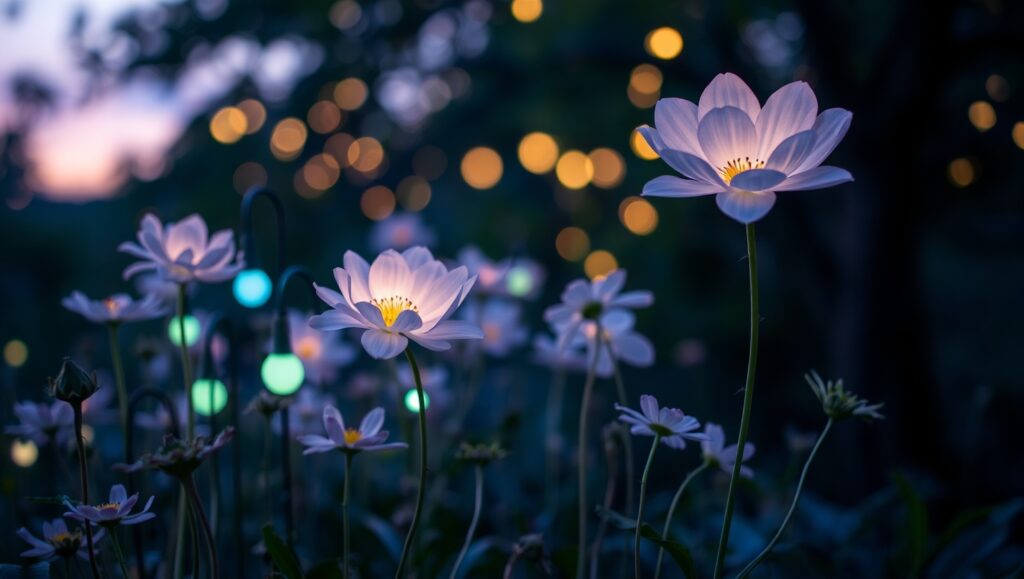 Twilight Garden Bokeh Magic – free AI stock image