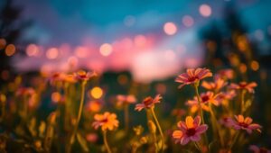 Twilight Garden of Bokeh Dreams – free AI stock image