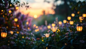 Twilight Garden of Bokeh Lights – free AI stock image