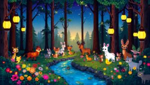 Twilight Gathering in Pixel – free AI stock image