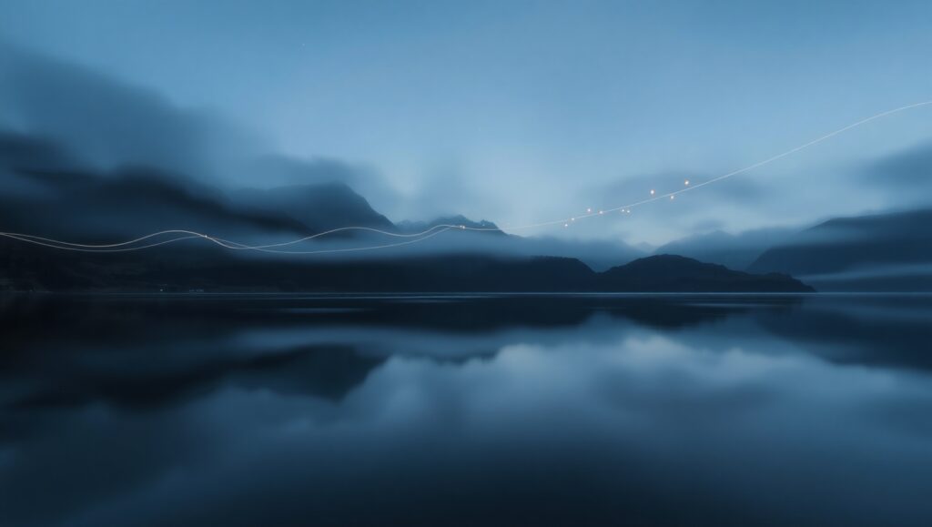 Twilight Glow Over Tranquil Lake – free AI stock image