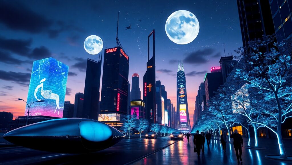 Twilight in a Floating City – free AI stock image