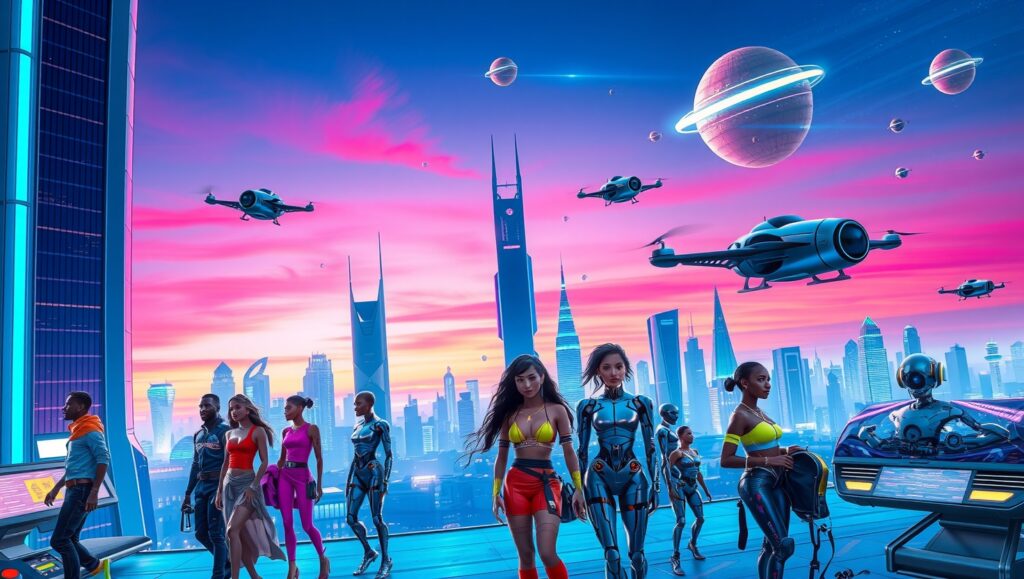 Twilight in a Futuristic City – free AI stock image
