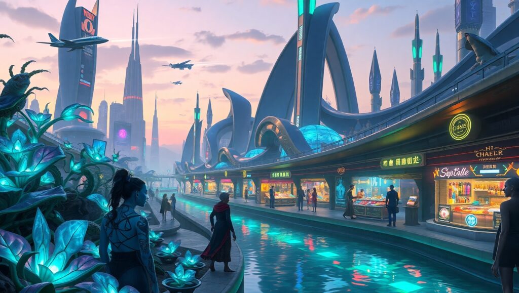 Twilight in a Neon City – free AI stock image