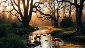Twilight in an Ancient Forest – free AI stock image