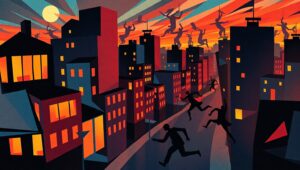 Twilight in Cubist Geometry – free AI stock image
