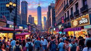 Twilight in the City: A Pointillist View – free AI stock image