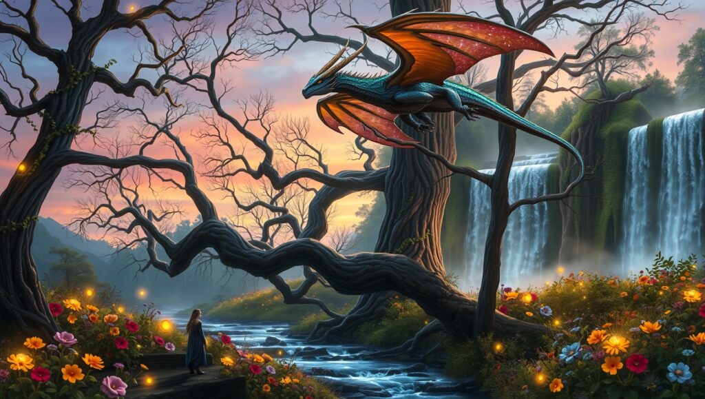Twilight in the Enchanted Forest – free AI stock image