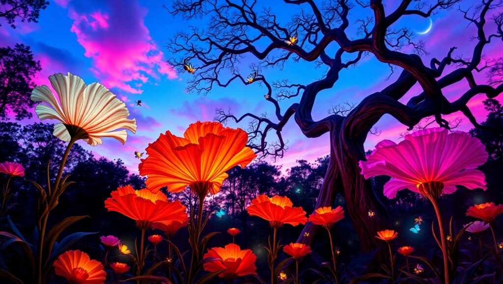 Twilight in the Enchanted Forest – free AI stock image