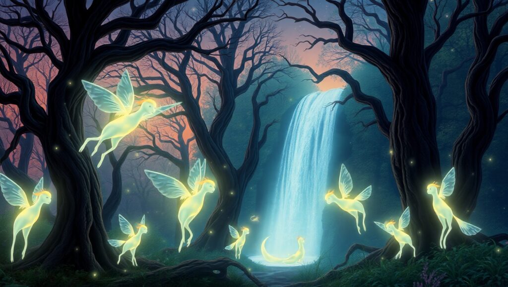 Twilight in the Mystic Forest – free AI stock image