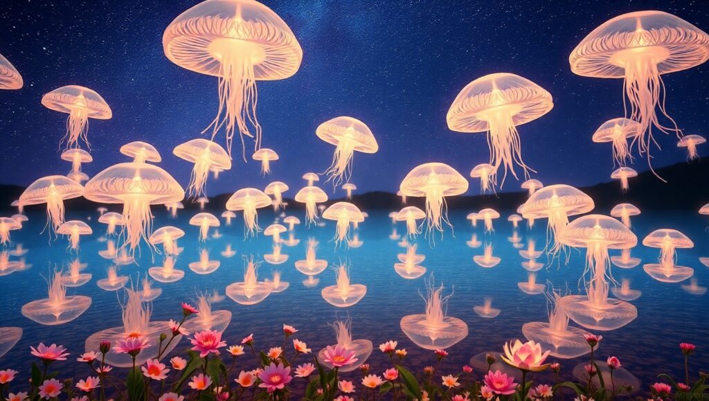 Twilight Jellyfish Dreamscape – free AI stock image