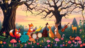 Twilight Melody in the Forest – free AI stock image