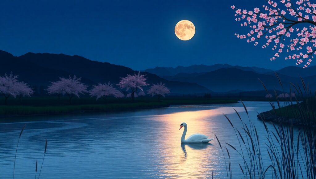 Twilight Serenade by the River – free AI stock image