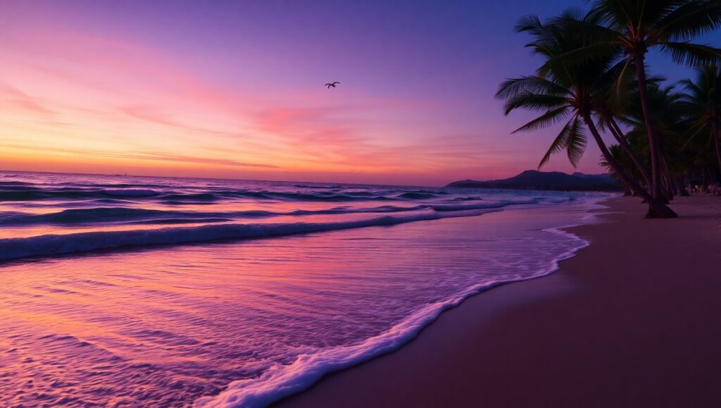 Twilight Serenity at the Beach – free AI stock image
