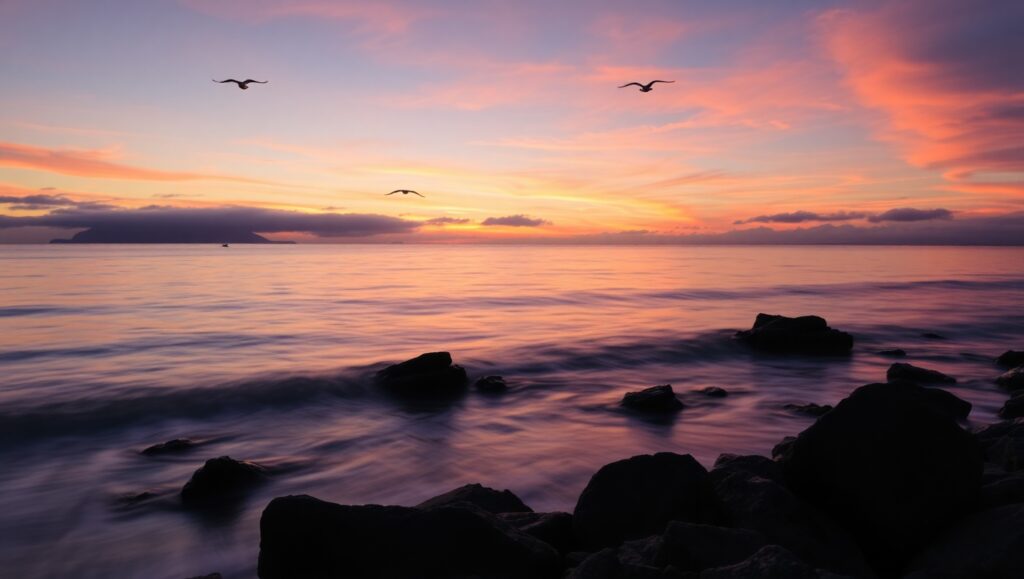 Twilight Serenity at the Coast – free AI stock image