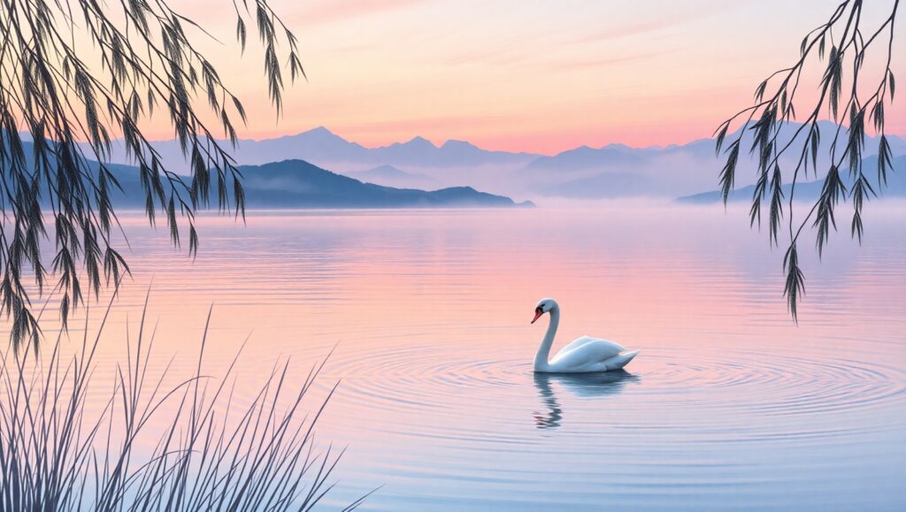 Twilight Serenity at the Lake – free AI stock image