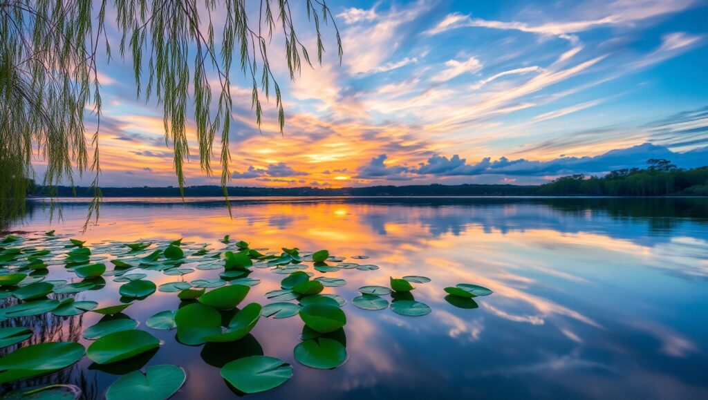 Twilight Serenity at the Lake – free AI stock image