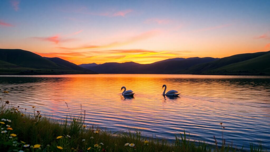Twilight Serenity by the Lake – free AI stock image