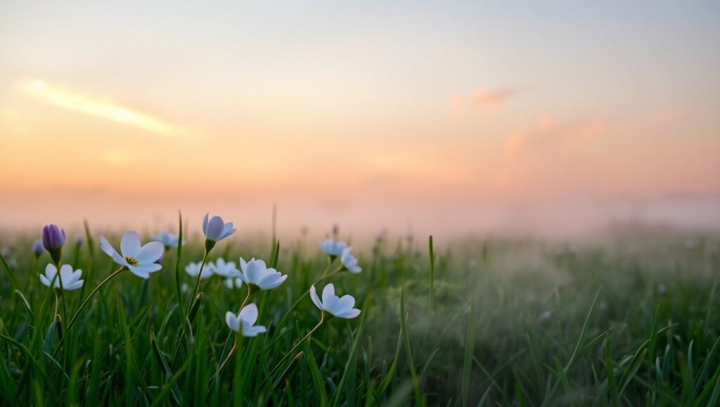 Twilight Serenity in a Flower Garden – free AI stock image
