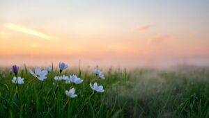 Twilight Serenity in a Flower Garden – free AI stock image
