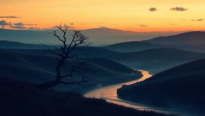 Twilight Serenity in Duotone – free AI stock image