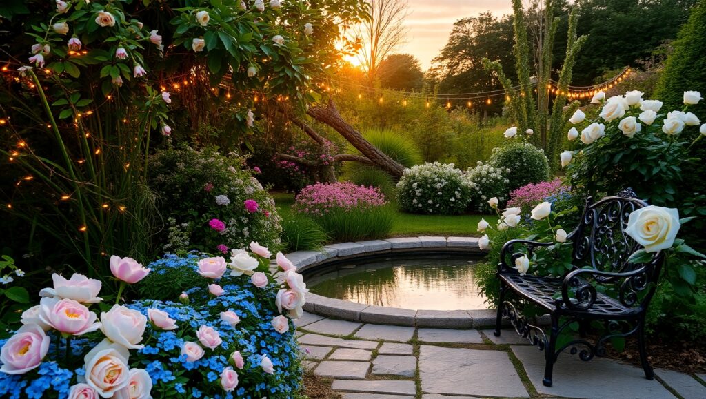 Twilight Serenity in the Garden – free AI stock image