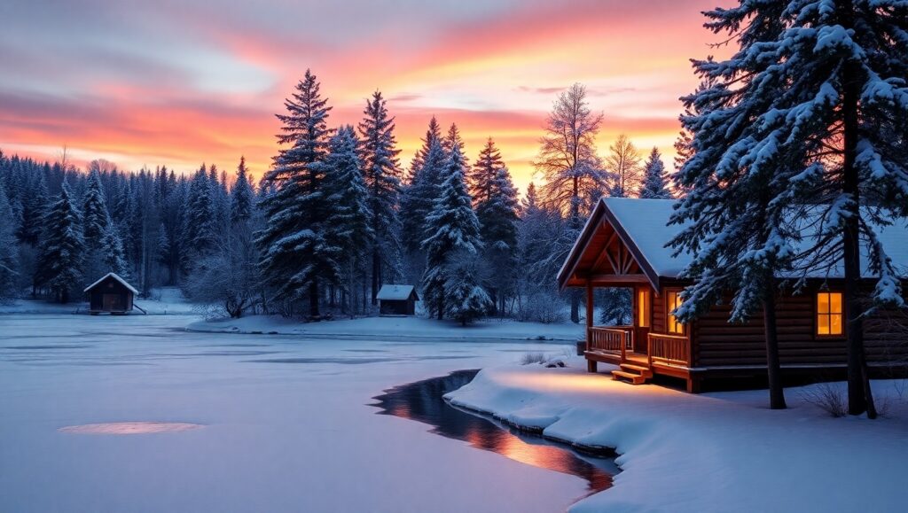 Twilight Serenity in Winter – free AI stock image