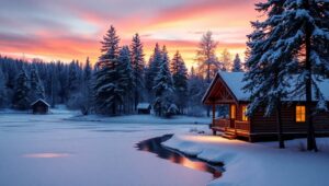 Twilight Serenity in Winter – free AI stock image