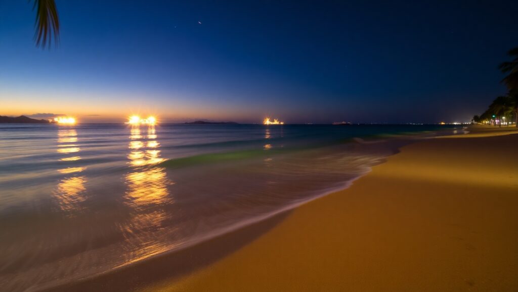 Twilight Serenity on the Shoreline – free AI stock image