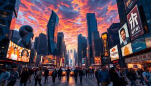 Twilight Turmoil: Urban Expressionism – free AI stock image